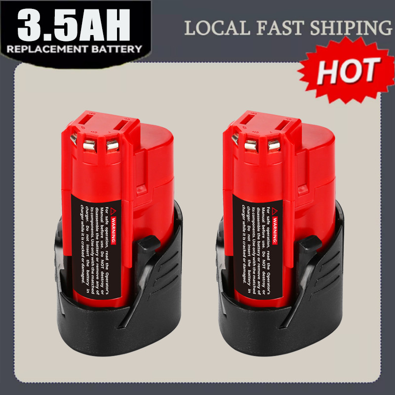 For Milwaukee 48-11-2460 For M12 12V 3.5Ah Extended Capacity Battery – 2Pack