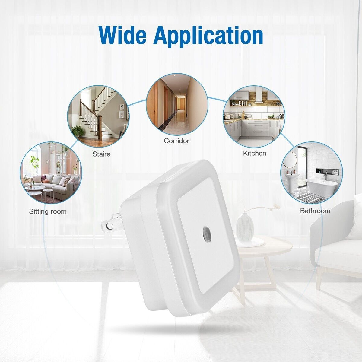 6Pcs Plug-in LED Night Light Lamp Dusk to Dawn Sensor Hallway Kitchen Bathroom