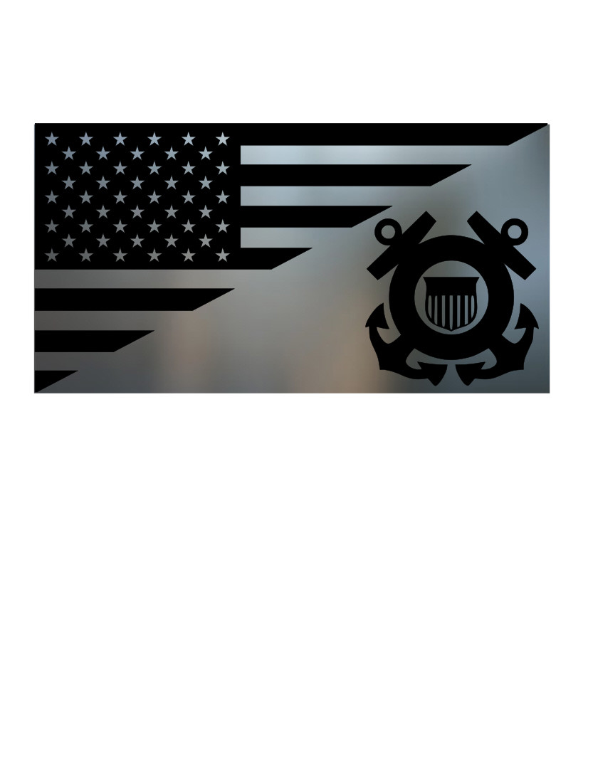 USA FLAG UNITED STATES COAST GUARD USCG TACTICAL METALLIC CHROME VINYL DECAL