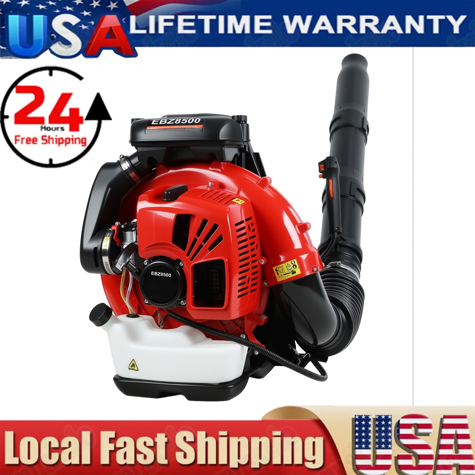 Backpack Gas Leaf Blower, 75.6cc 2 Stroke Engine, 850CFM, 200MPH 2.3L Fuel Tank