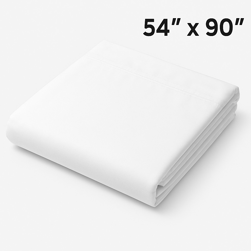 54″x90″, White Twin Flat Sheets Hotels, Hospitals