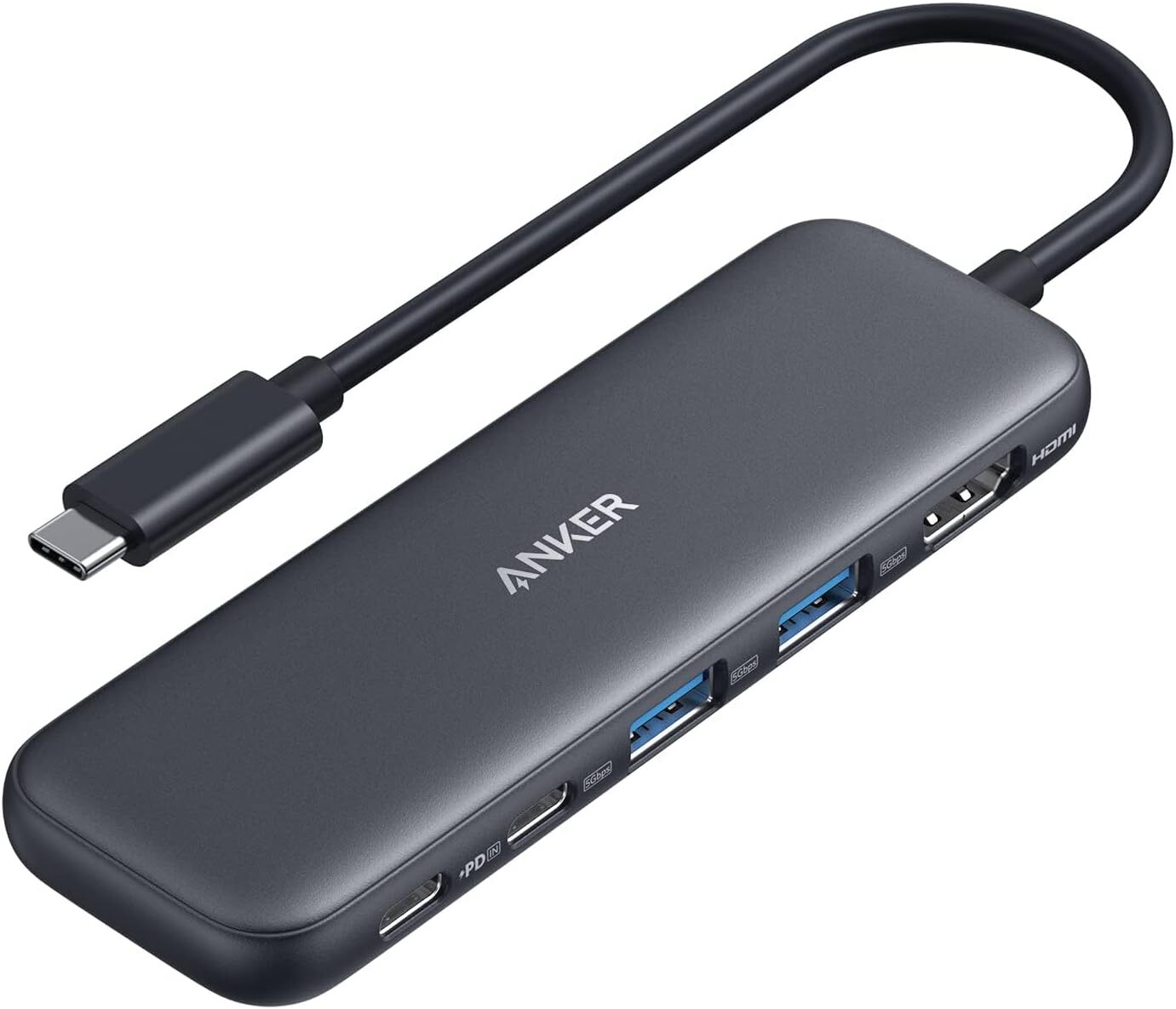 Anker 332 USB-C Hub (5-in-1) with 4K HDMI Display, 5Gbps and 2 5Gbps USB-A Data