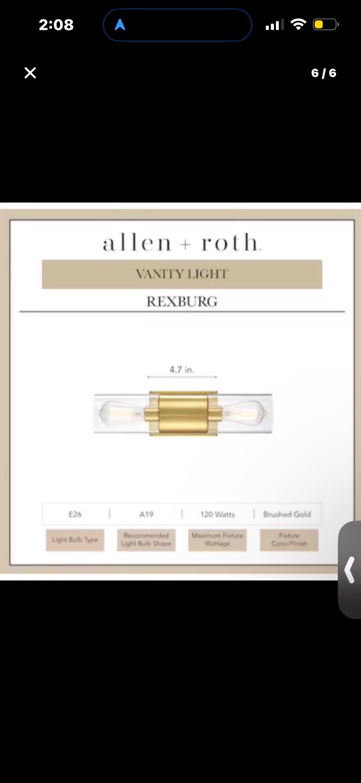 LB1 High Performance.allen + roth Rexburg 4.7-in 2 Light Brushed Gold Transition