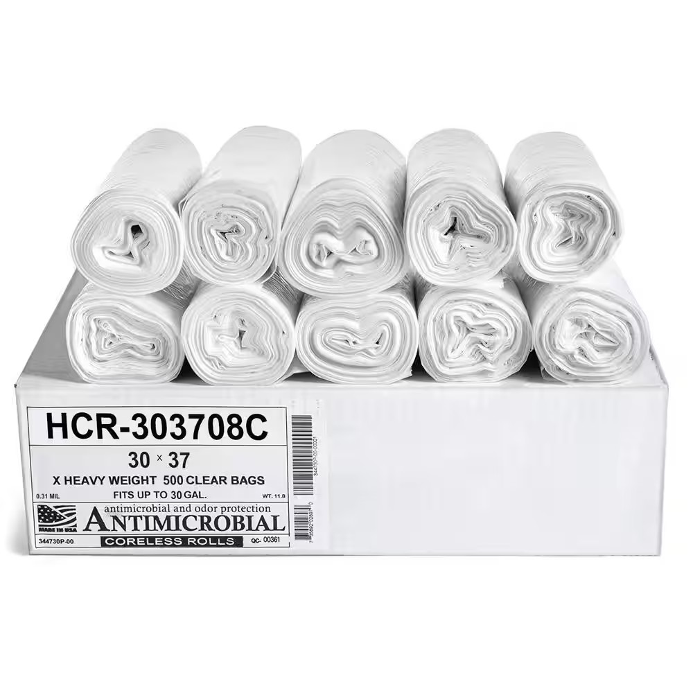 30 In. X 37 In. 30 Gal. Clear Trash Bags (Pack of 500) 8 Mic (Eq) for Janitorial