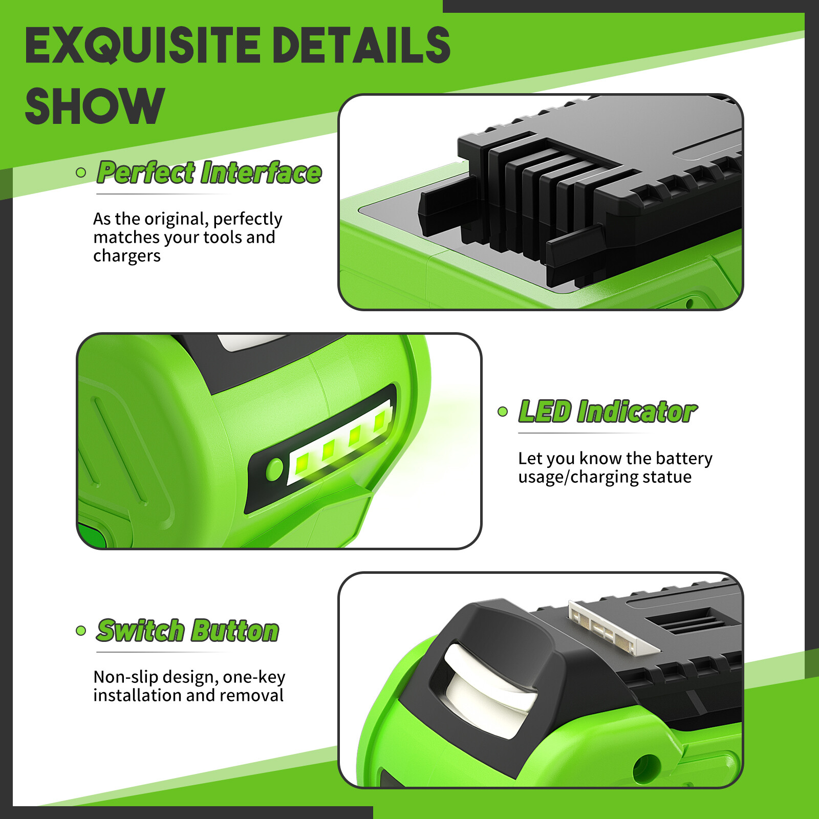 40V 6Ah For Greenworks G-MAX Lithium Battery 29472 29462 29252 20202 or Charger
