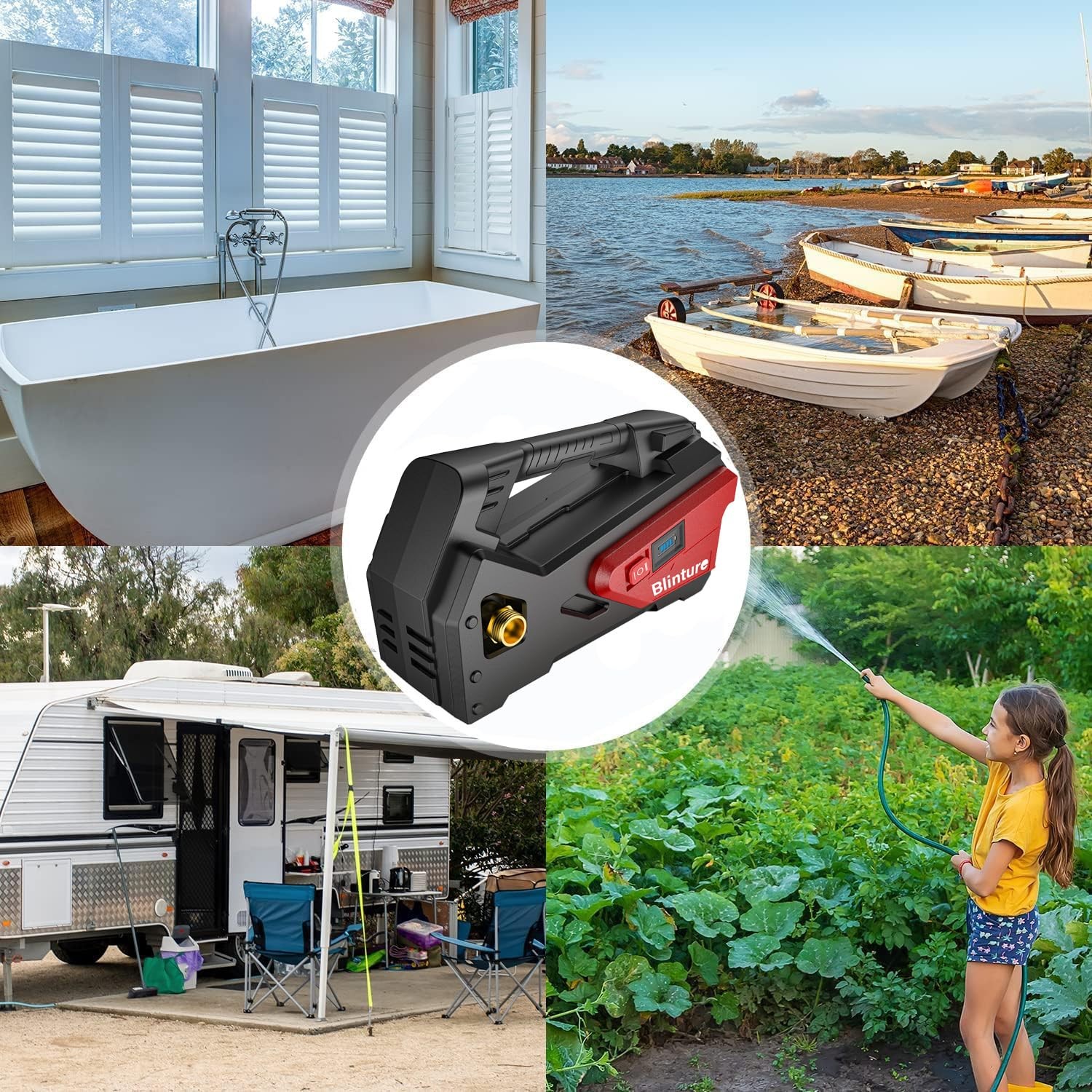Battery Powered Water Transfer Pump, Cordless Power Washer Compatible Red