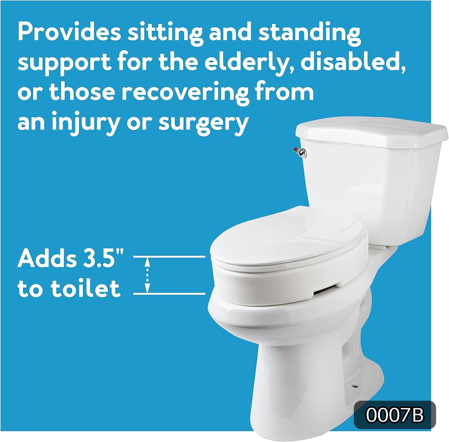Carex Hinged Elongated Toilet Seat Riser 3.5 in White FGB32100 0000 #R032