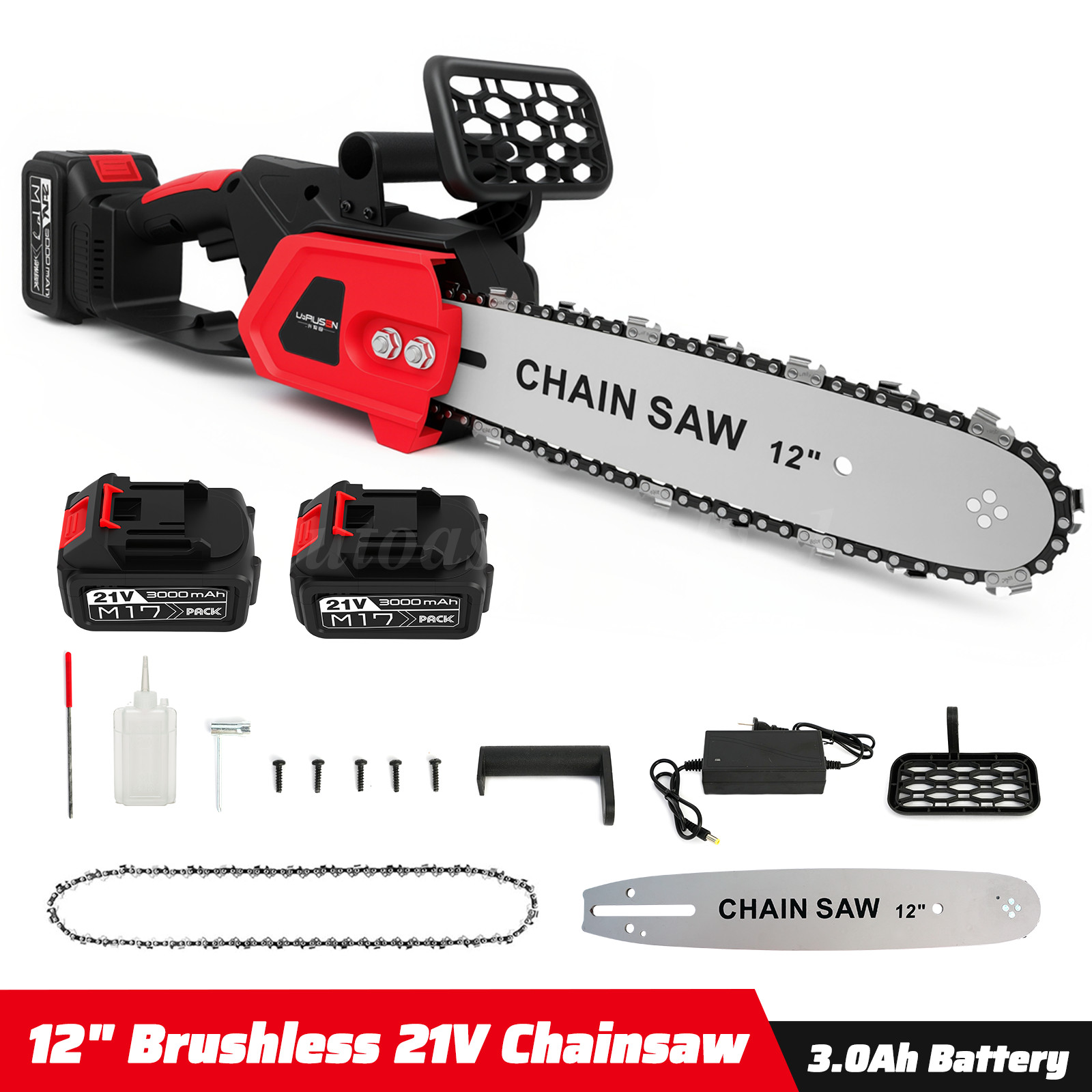 8inch Electric Mini Chainsaw Cordless Handheld Saw 2 Battery + 3Chain for Makita