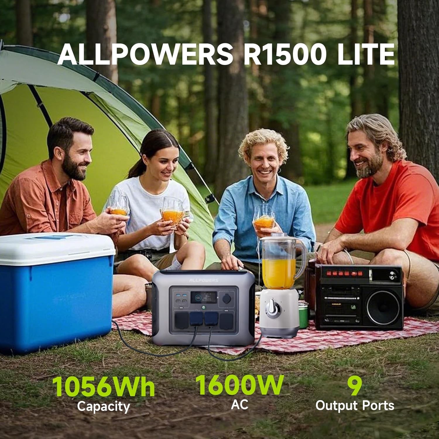 ALLPOWERS R1500 1600W 1056Wh Portable Power Station LiFeP04 Battery Generator