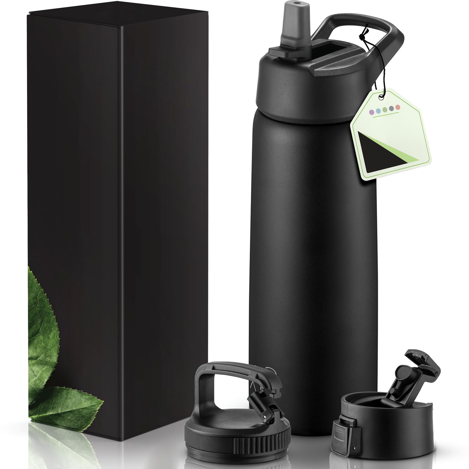 Eco-Friendly 25oz Stainless Steel Water Bottle, Triple Insulation with 3 Lids