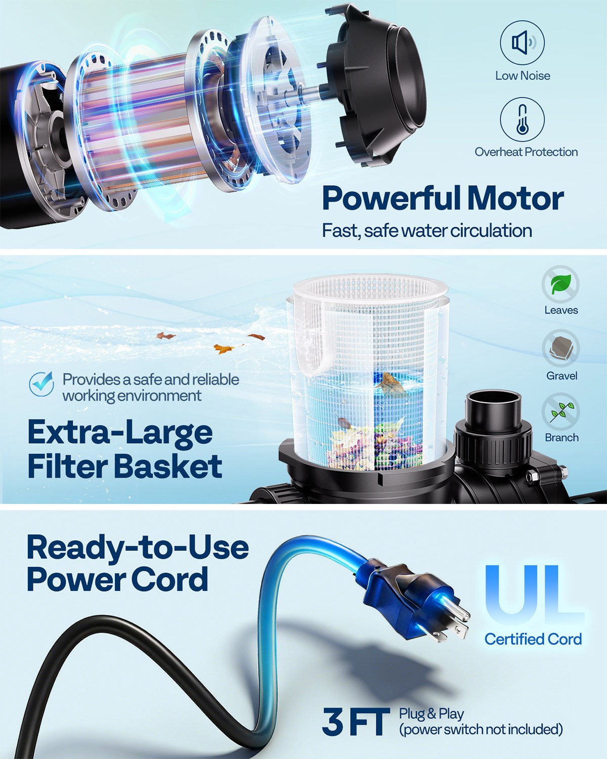 1.5HP Swimming Pool Pump Replacement for Hayward In/Above Ground 6500GPH 115/230