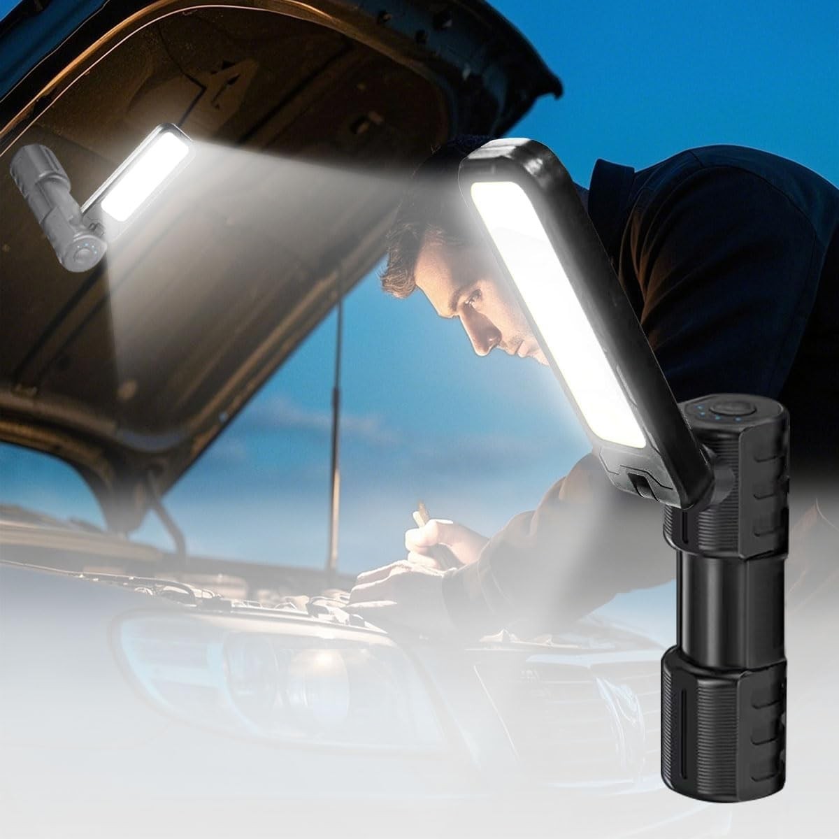Rechargeable 5000LM Magnetic Work Light,180° Rotate Mechanic Work Light for C…