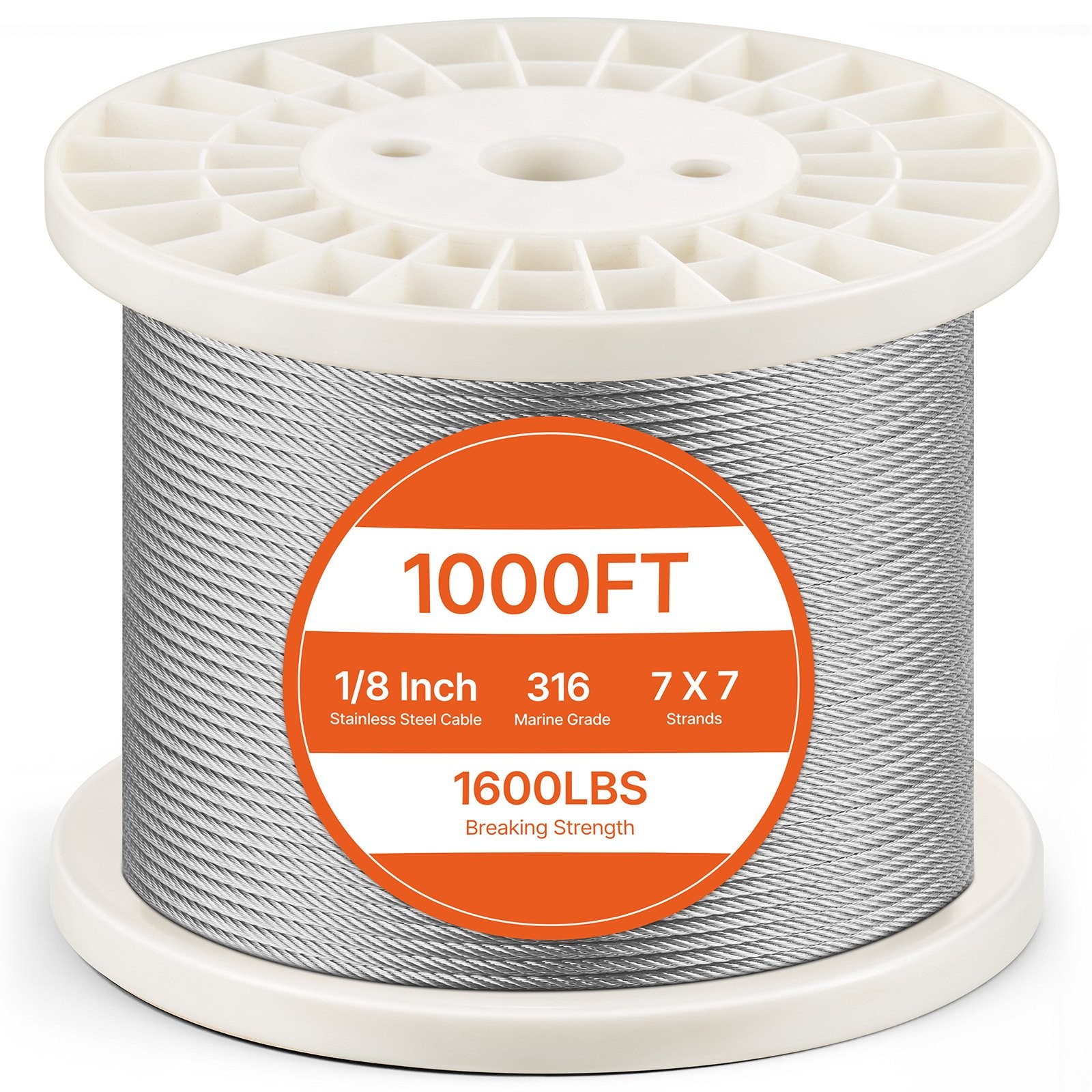 Wire Rope Kit, 1/8″ 1000 ft 316 Stainless Steel Cable with Cutter and Gloves, 16