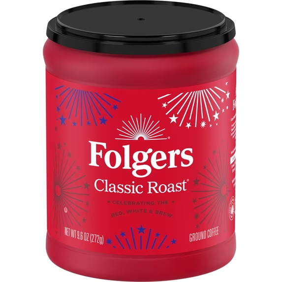 Folgers Classic Roast Ground Coffee, Medium Roast, 9.6 oz Canister New