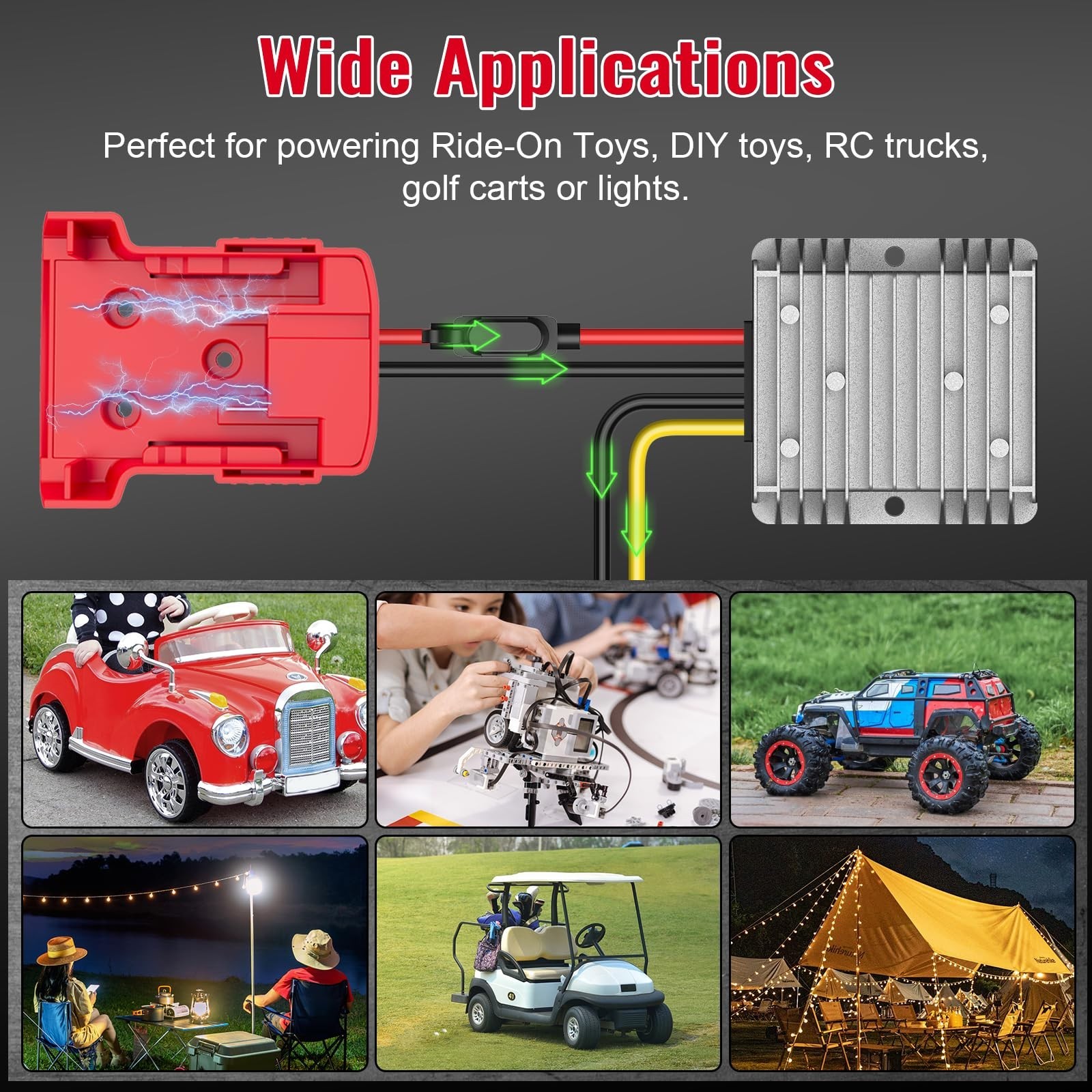 18V to 12V Step Down Converter Compatible with Milwaukee 18V Battery Adapter