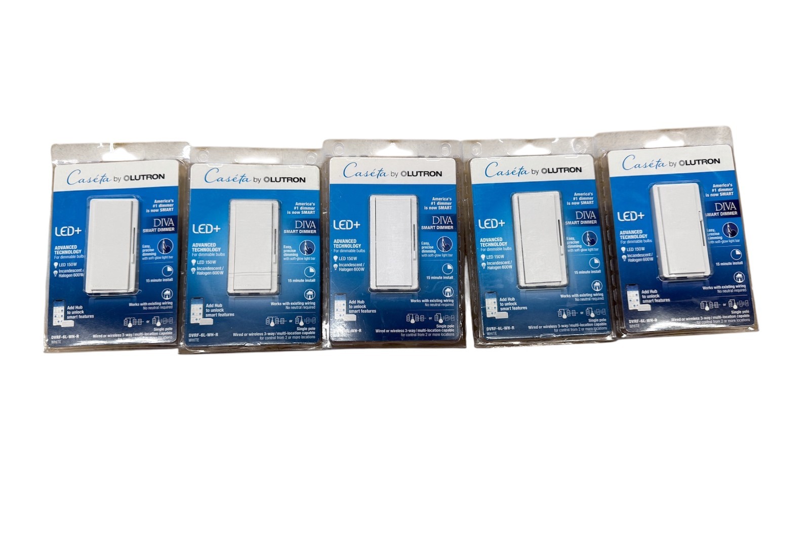 10 PCS Lutron Caseta Diva Smart Dimmer Switch DVRF-6L-WH-R White 150W LED/600W