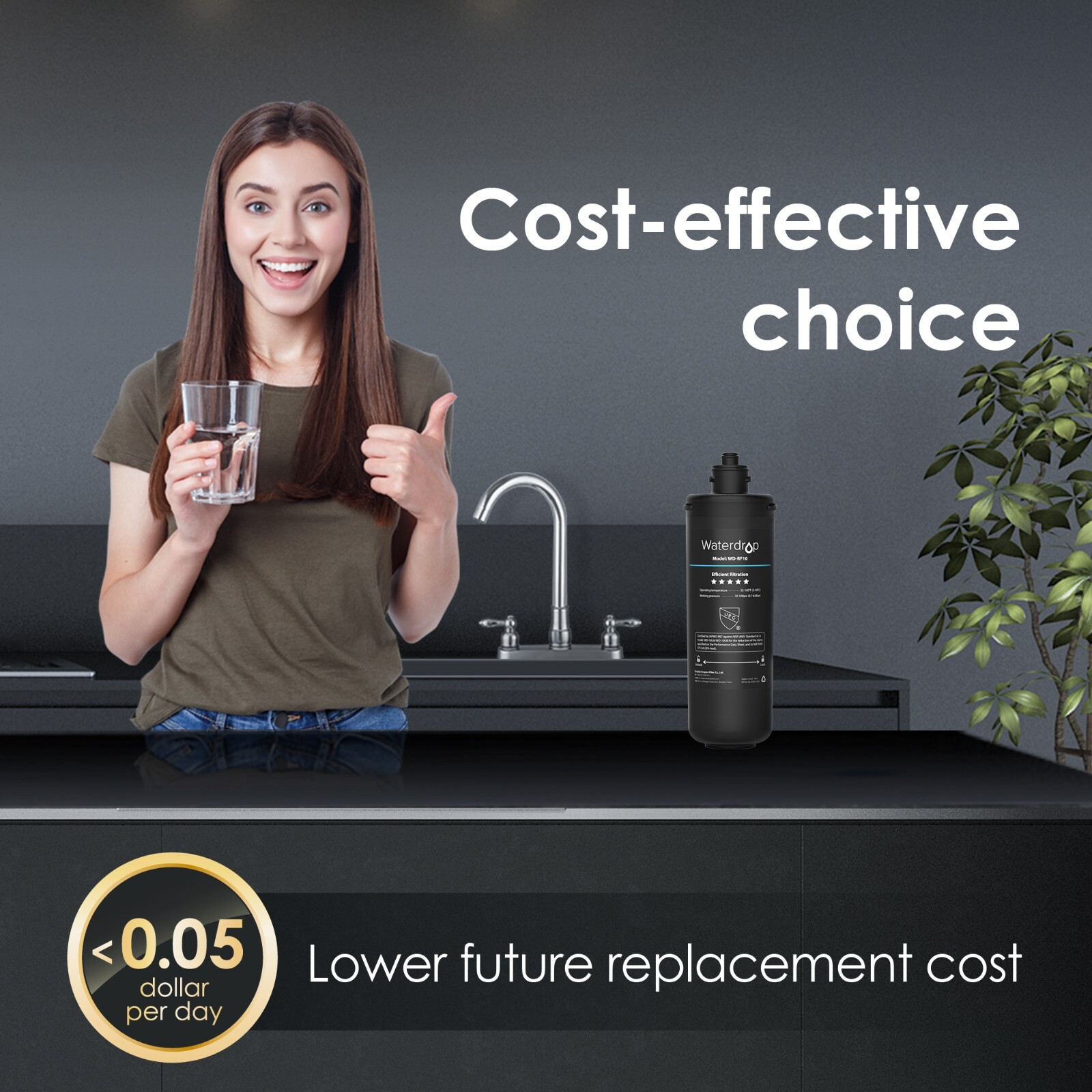 Waterdrop WD-RF10 Water Filter, 8000 Gal High Capacity, Replacement for 10UA/UB