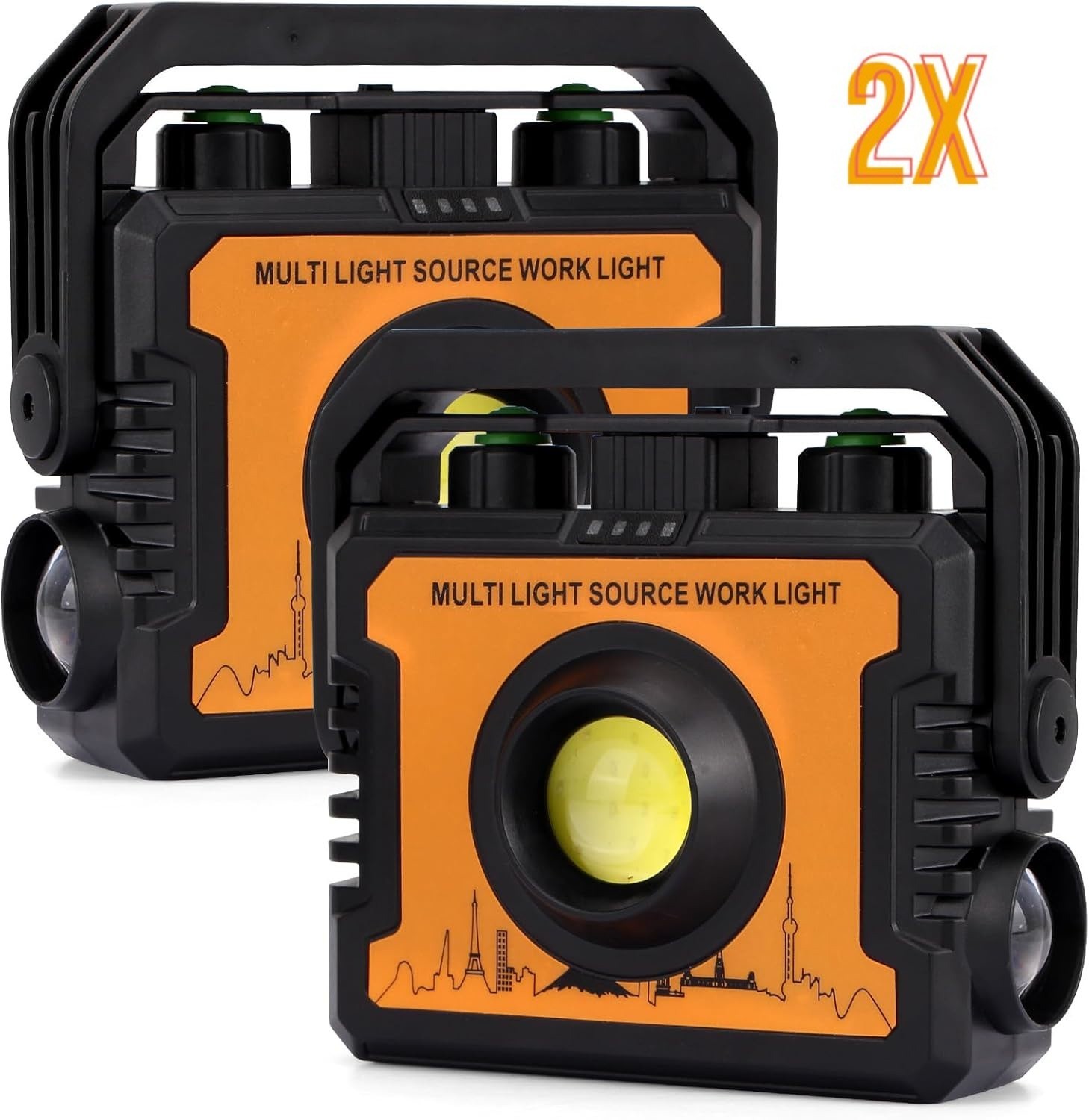 2X USB Rechargeable COB LED Work Light Lamp Floodlight Camping Emergency Torch
