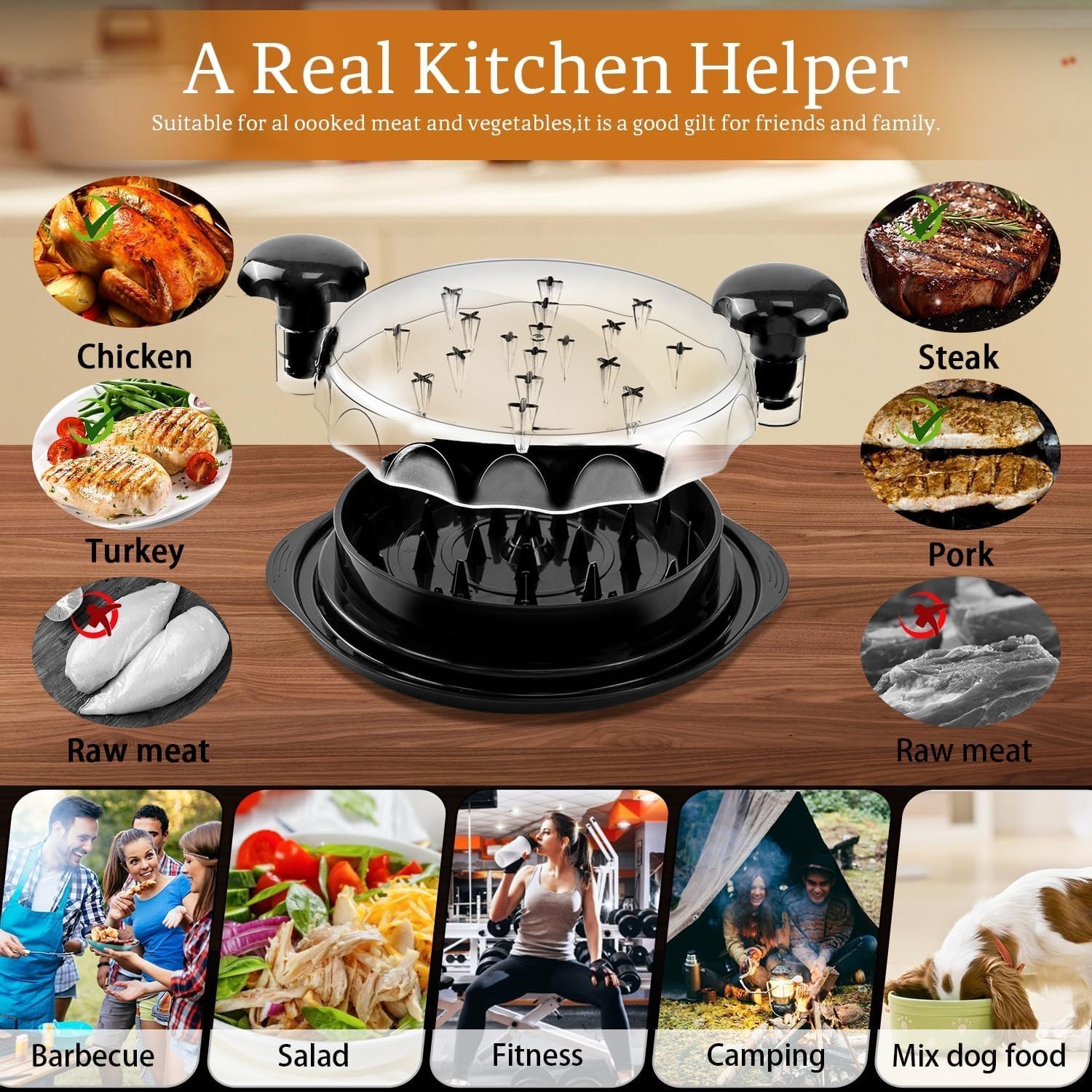 Large Chicken Breast Shredder Tool, Multifunctional Household Chicken Meat Shred
