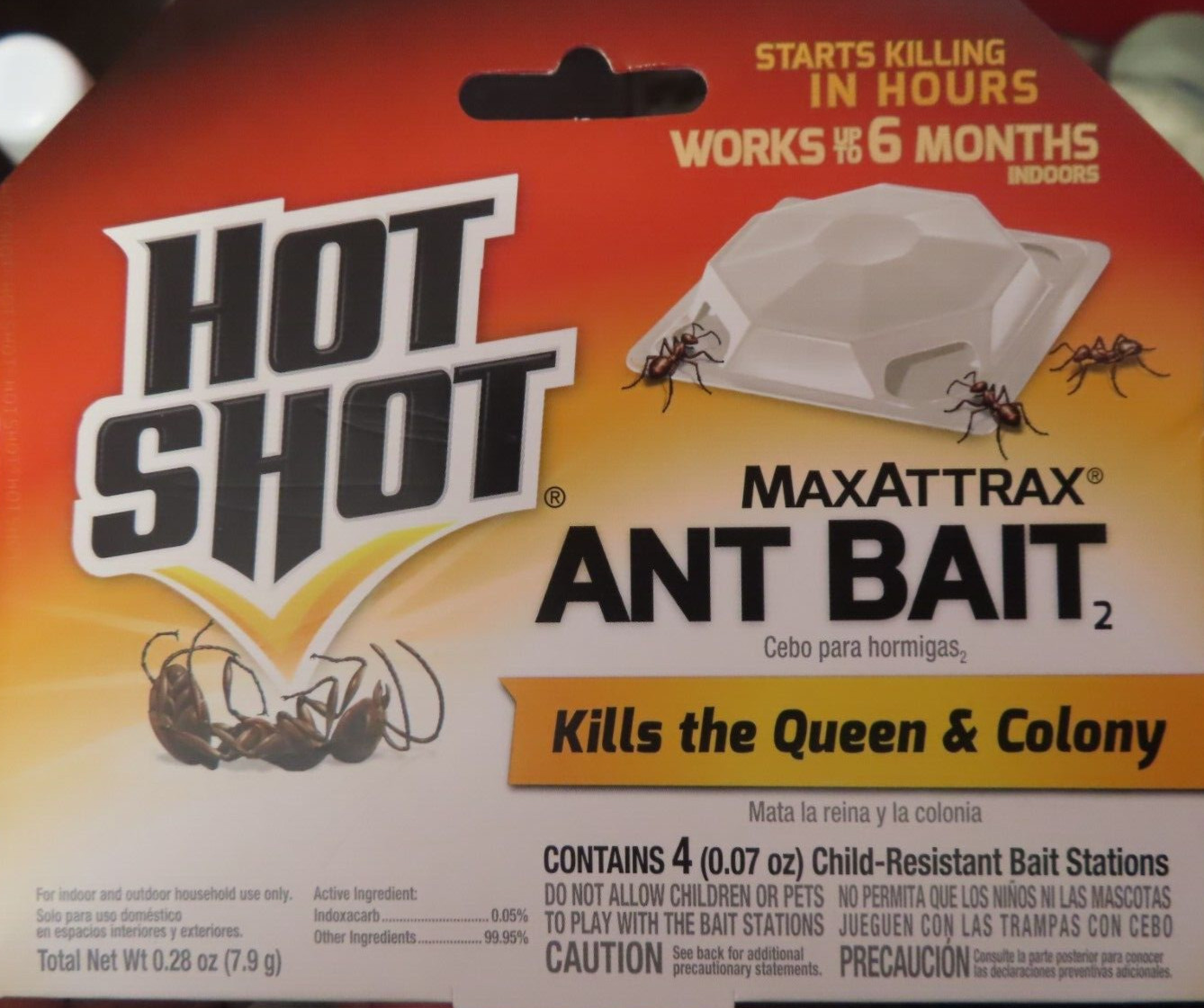 4pk Hot Shot MaxAttrax Bait Station Ant Bait Kills in 24 hrs & Queen #2040W NEW
