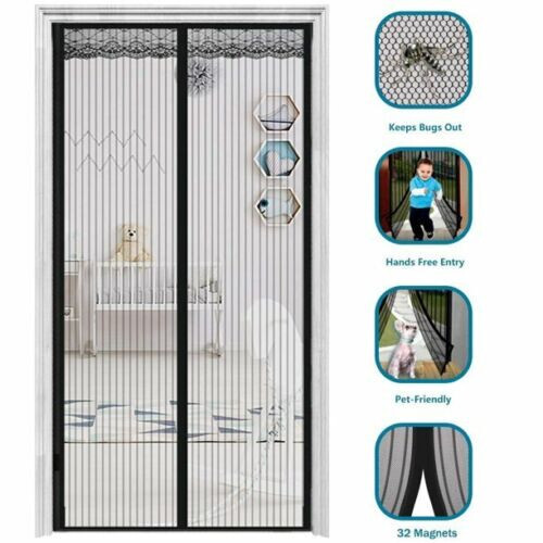 Magnetic Screen Door Mesh Curtain Durable Heavy Duty Mosquito Net Bug Hands Free