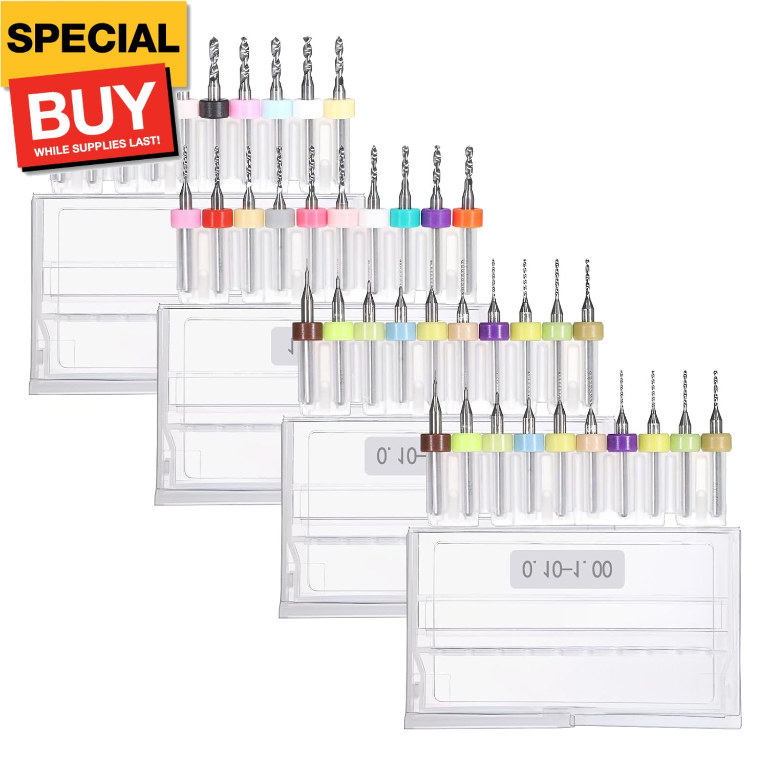 40PCS PCB Drill Bits Set 0.1mm-3.0mm, Micro Spiral Flute Carbide Print Circuit B