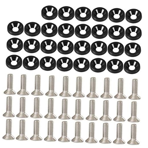 Bumper Fender Washers M6x20mm with Bolts, Engine Bay Dress Up 30 Pcs 30 Black