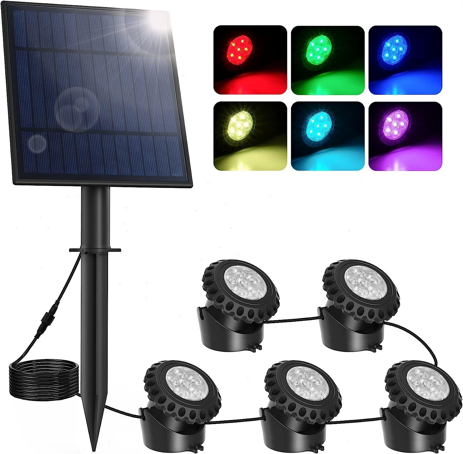T-SUN 5 IN 1 Solar Pond Lights LED Outdoor Garden Underwater Fountain Pool Light