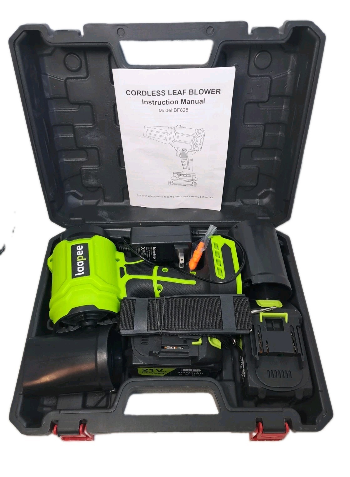 Laapee 21V Handheld Leaf Blower w/ 2x 4.0Ah Batteries + Charger BF828 (Green)