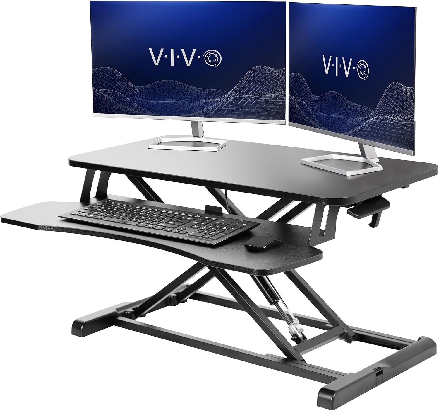 VIVO 32 Inch Desk Converter, K Series, Height Adjustable Sit to Stand Riser, Dua