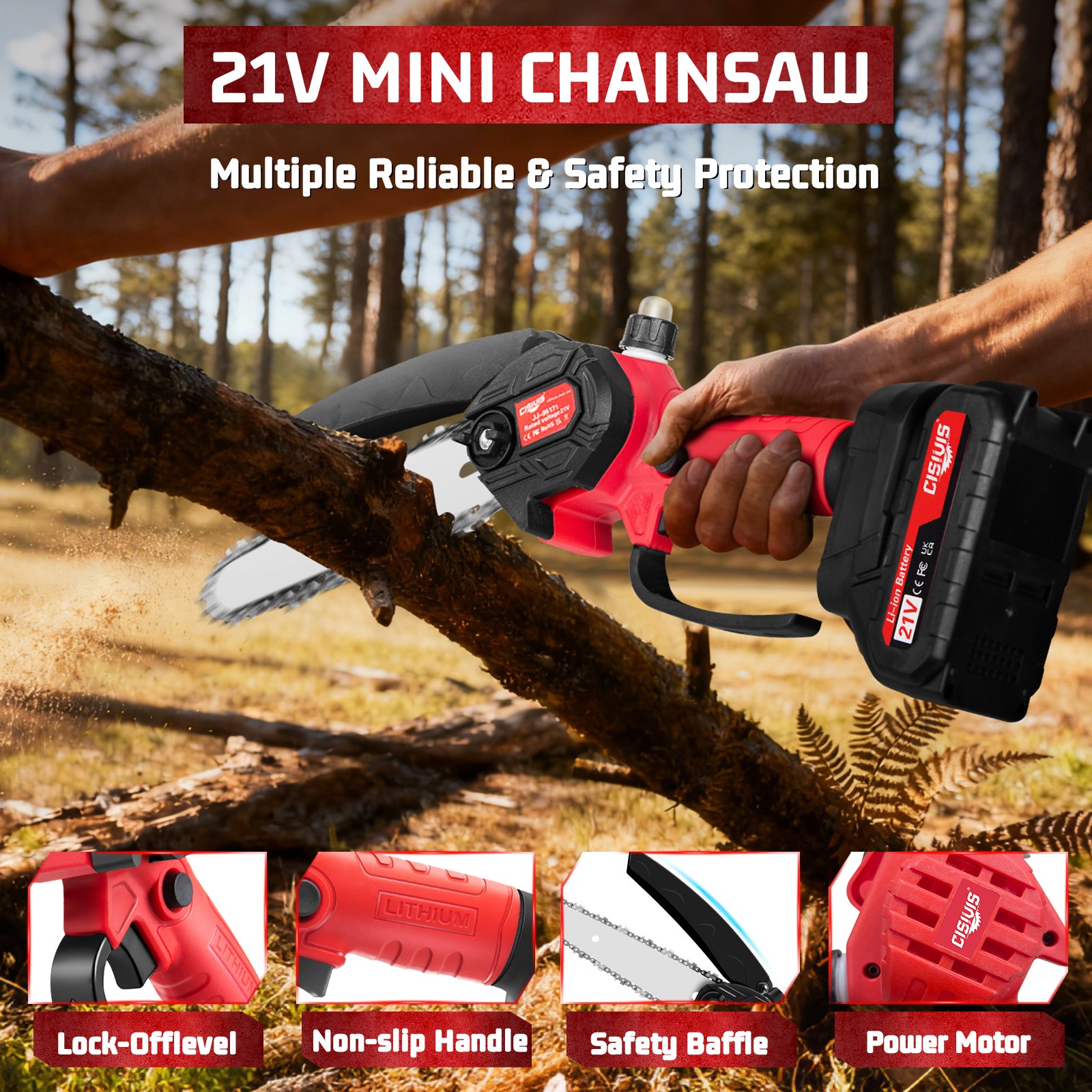 Mini Chainsaw 4/6 Inch Portable Electric Chainsaw Cordless with 2 Chainsaw