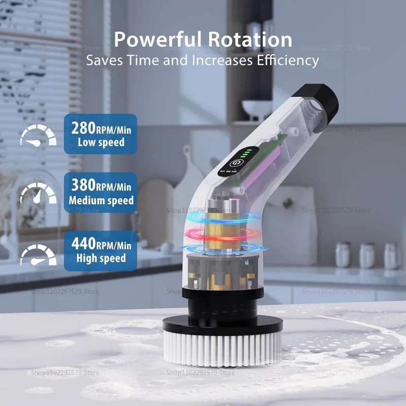 9 in 1 Electric Spin Scrubber Cordless Cleaning Brush Shower Scrubber Adjustable