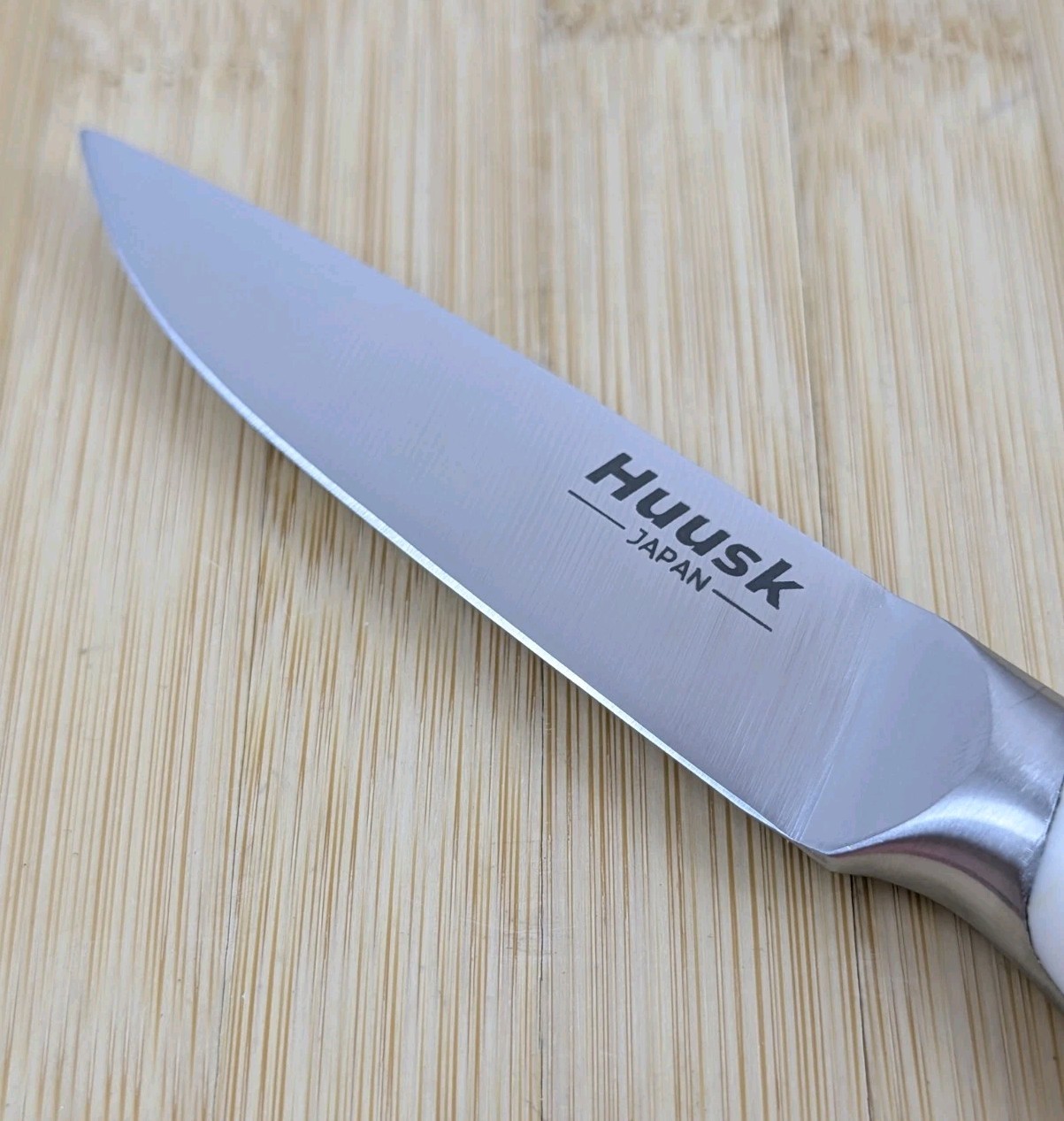 HUUSK Japan 3.5-in PARING Knife w/ HIGH-CARBON Steel Blade w/ WHITE Handle, NEW