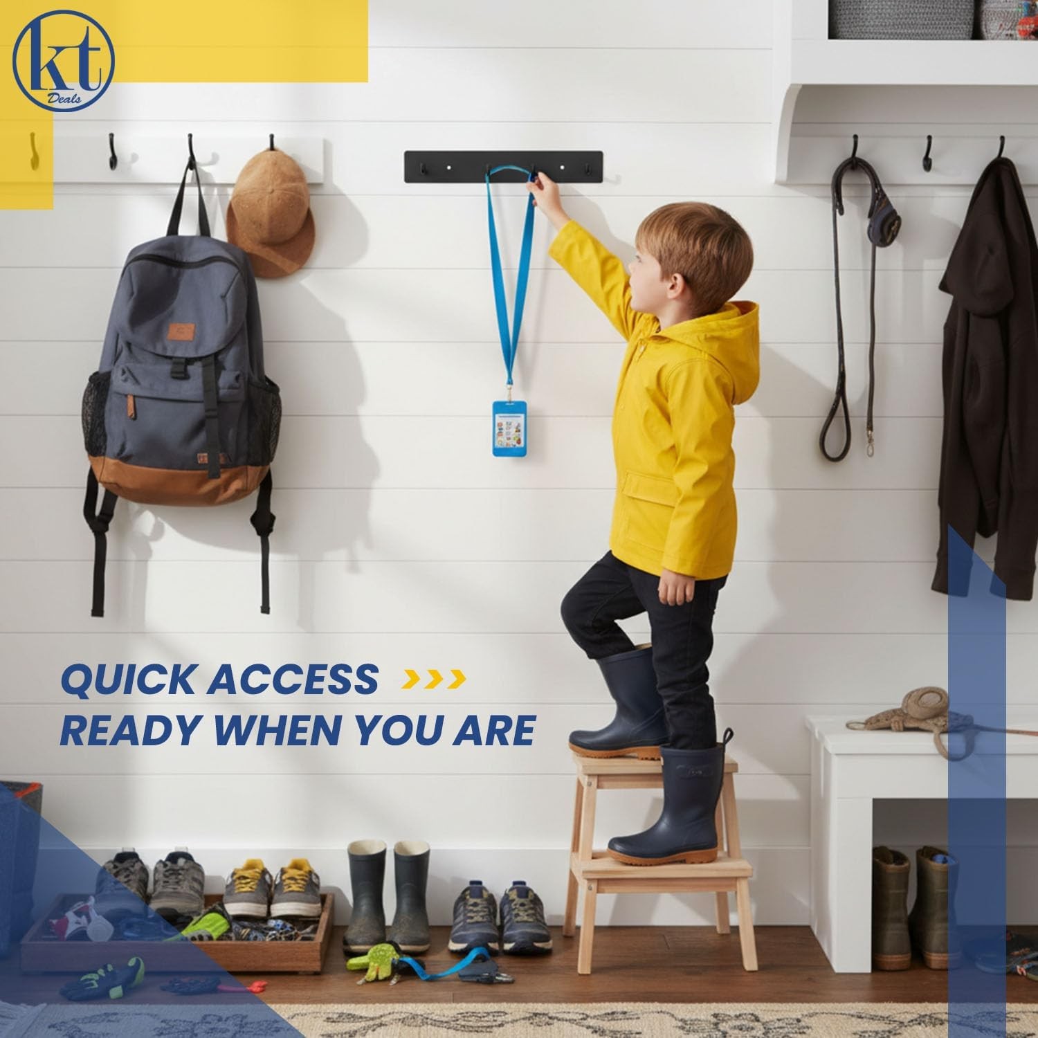 Key Holder Wall Mount Key Rack Hanging Keys Hanger Hooks Wall-Mounted Black Rail