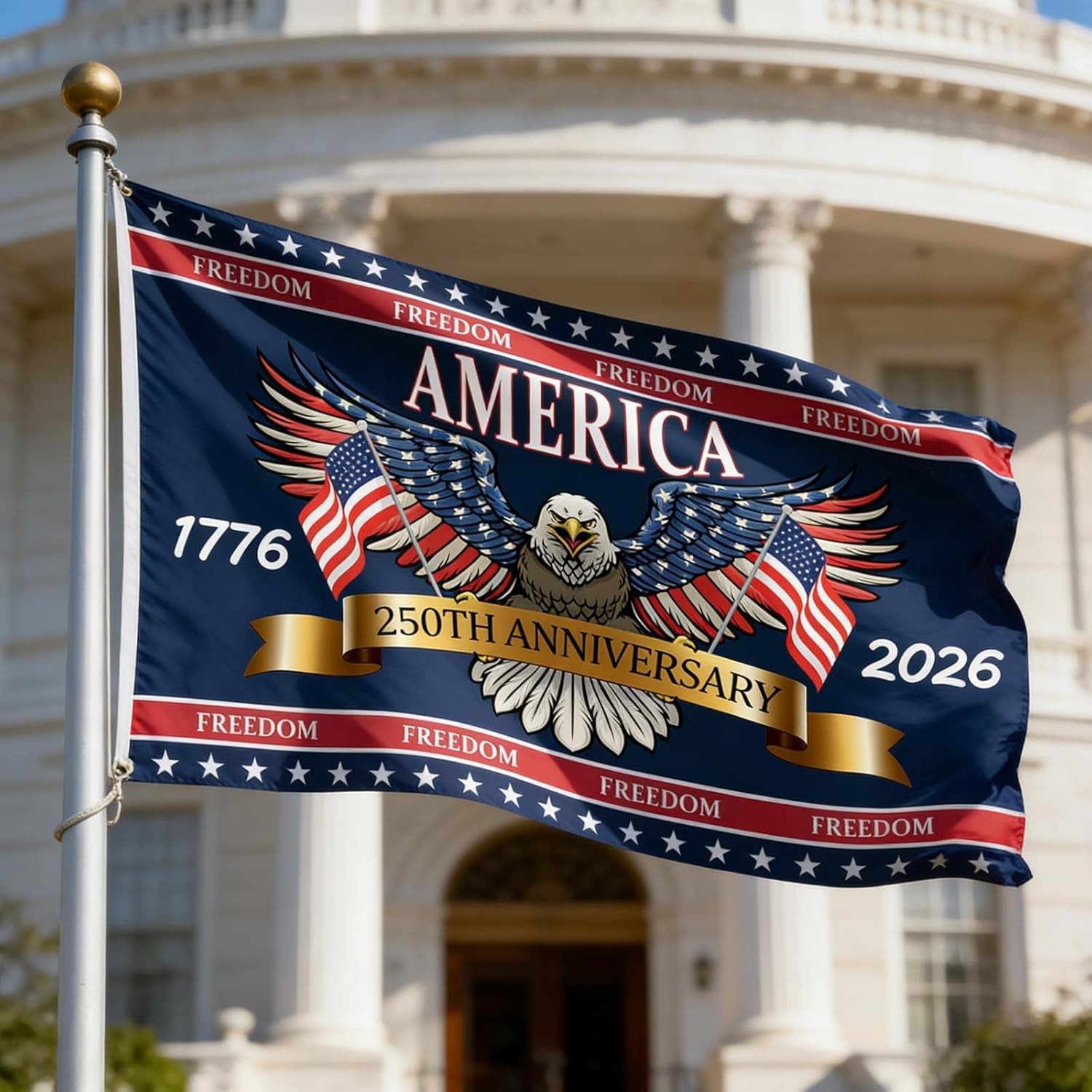 3 Ply 250 Years America Flag – Double Sided Patriotic Eagle 3 X 5 Ft Anniversary