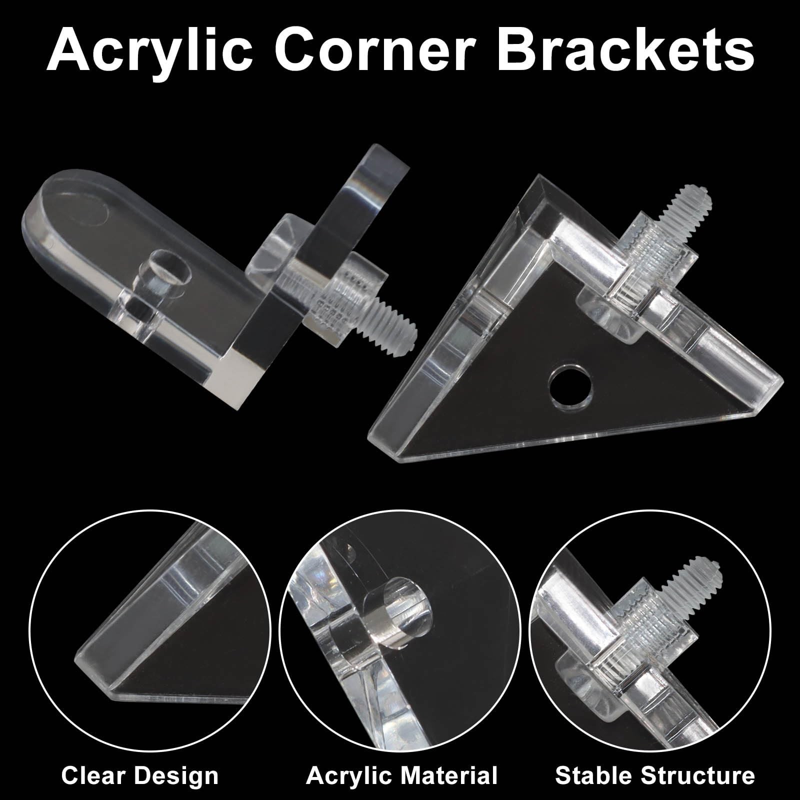 20 Pack Acrylic Corner Brackets Clear L-Shaped Triangle Corner Brace Decorative