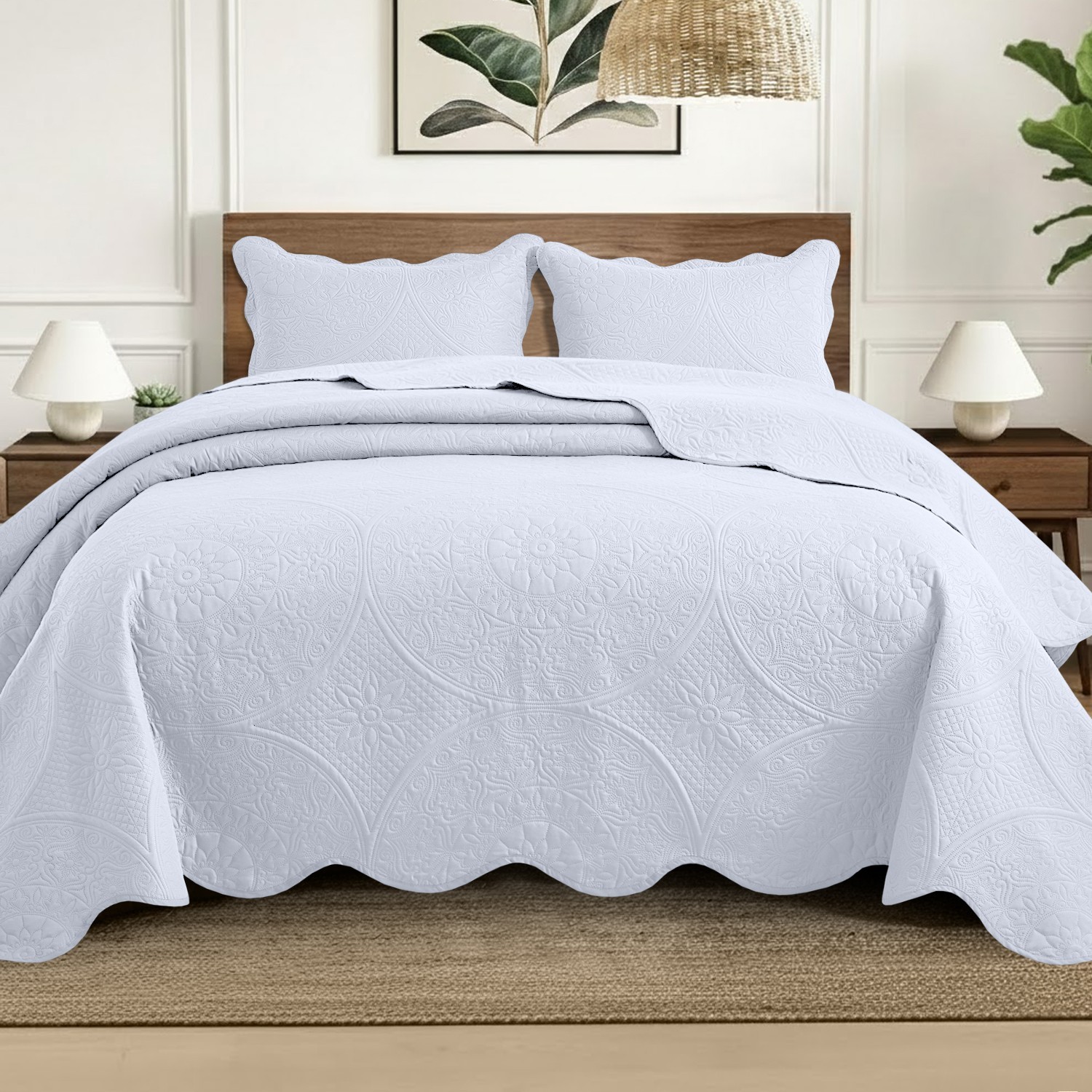 Luxury Bedspread Set 3 Piece Quilted Coverlet Bed Throw Queen King Size Bedding