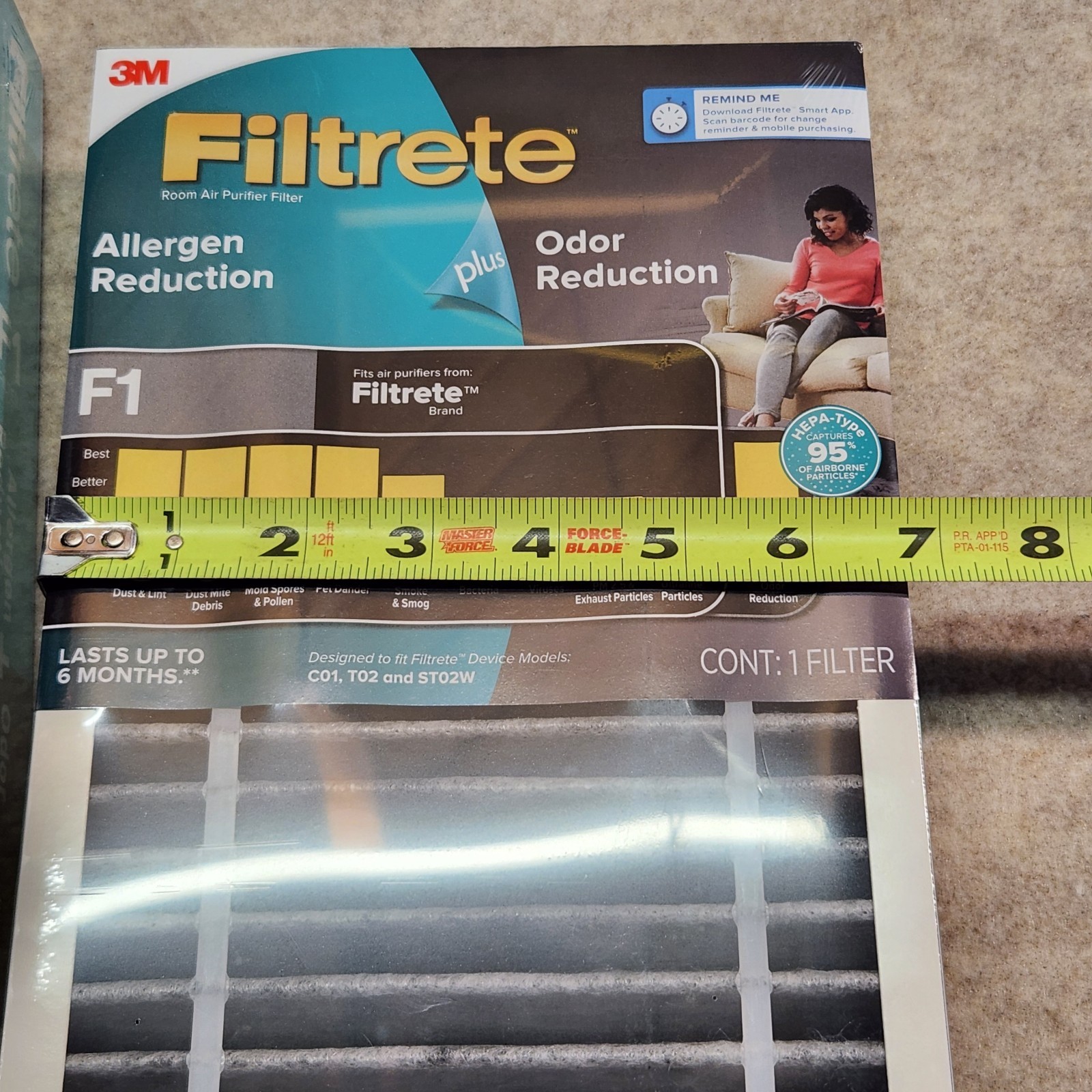 2 Pack Filtrete F1 Air Purifier Filter Replacement HEPA-Type Allergen Odor NEW