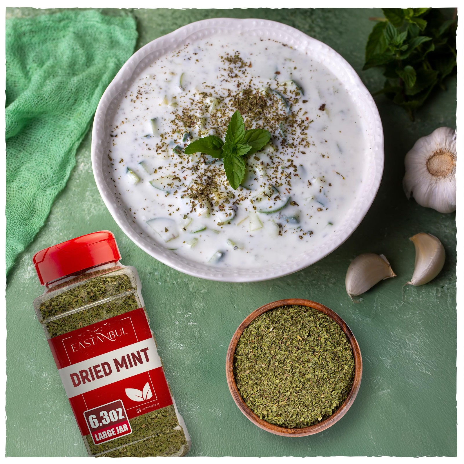 Eastanbul Dried Mint Leaves 6.3 oz for Tea, Cooking, Turkish Spice
