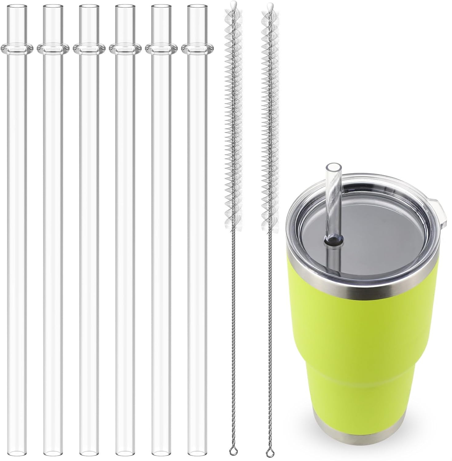 Straws For YETI Reusable Tumbler Replacement 30-42 Oz Plastic Clear Drinking 6Pc