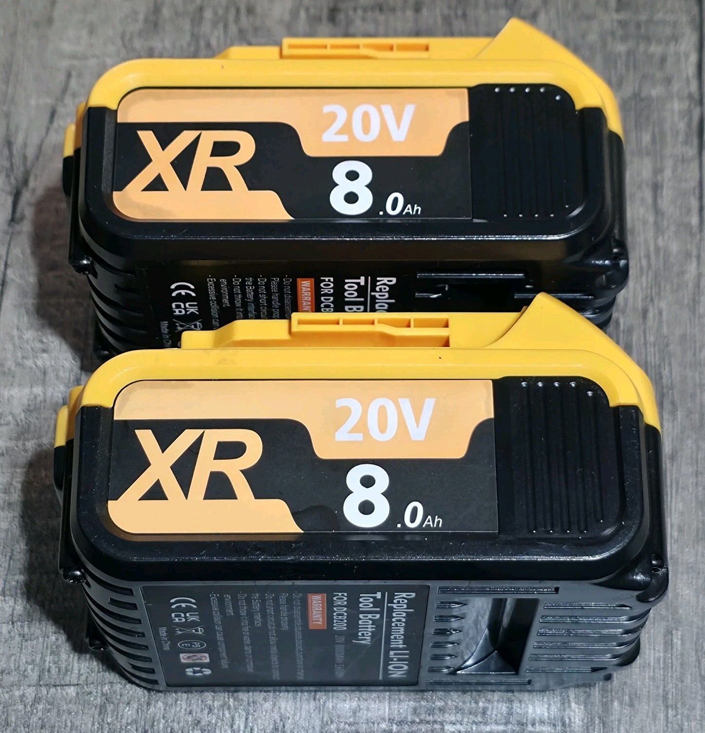 2 PACK UNBRANDED AFTERMARKET 20V MAX 8.0AH DCB200 BATTERY FOR DEWALT 160Wh