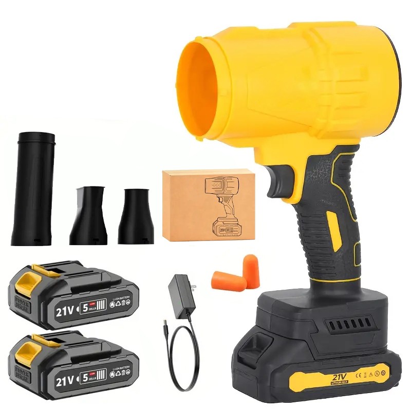 Cordless Air Jet Blower Compact Handheld Leaf Blower Turbo Fan w/ Dual Batteries