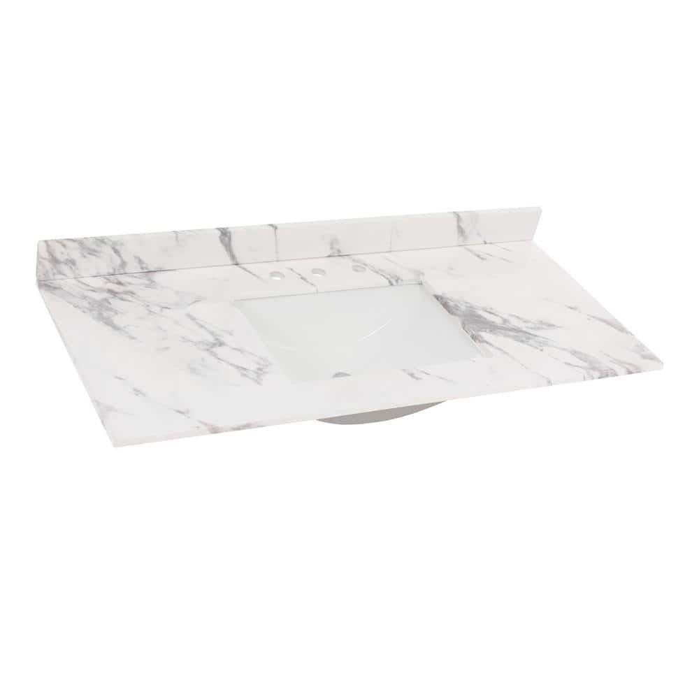 Home Decorators Collection 49 in. W x 22 in. D Engineered Stone Composite White