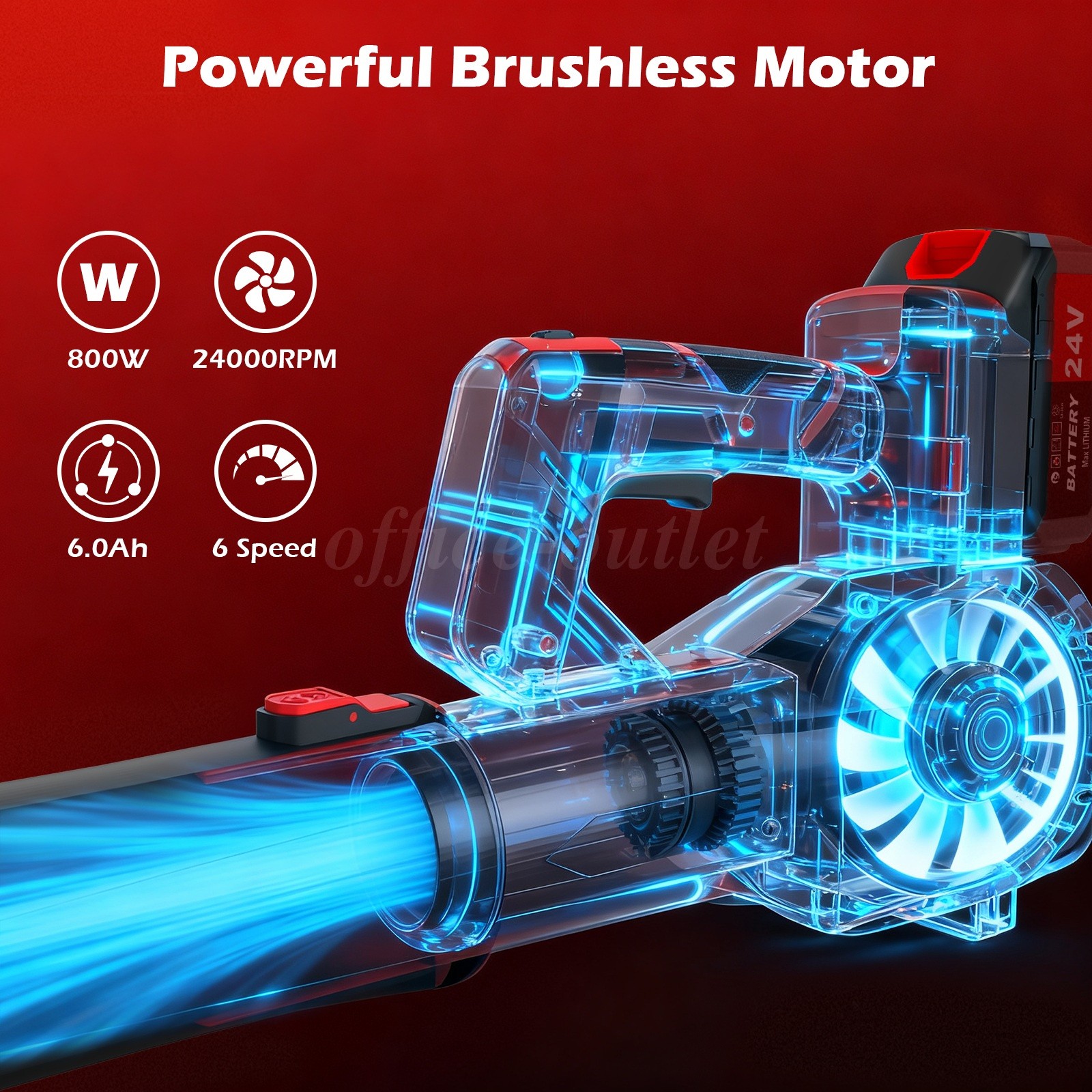 21V High Power Cordless Leaf Blower 6 Speeds Dual 6.0Ah Batteries For Yard Clean