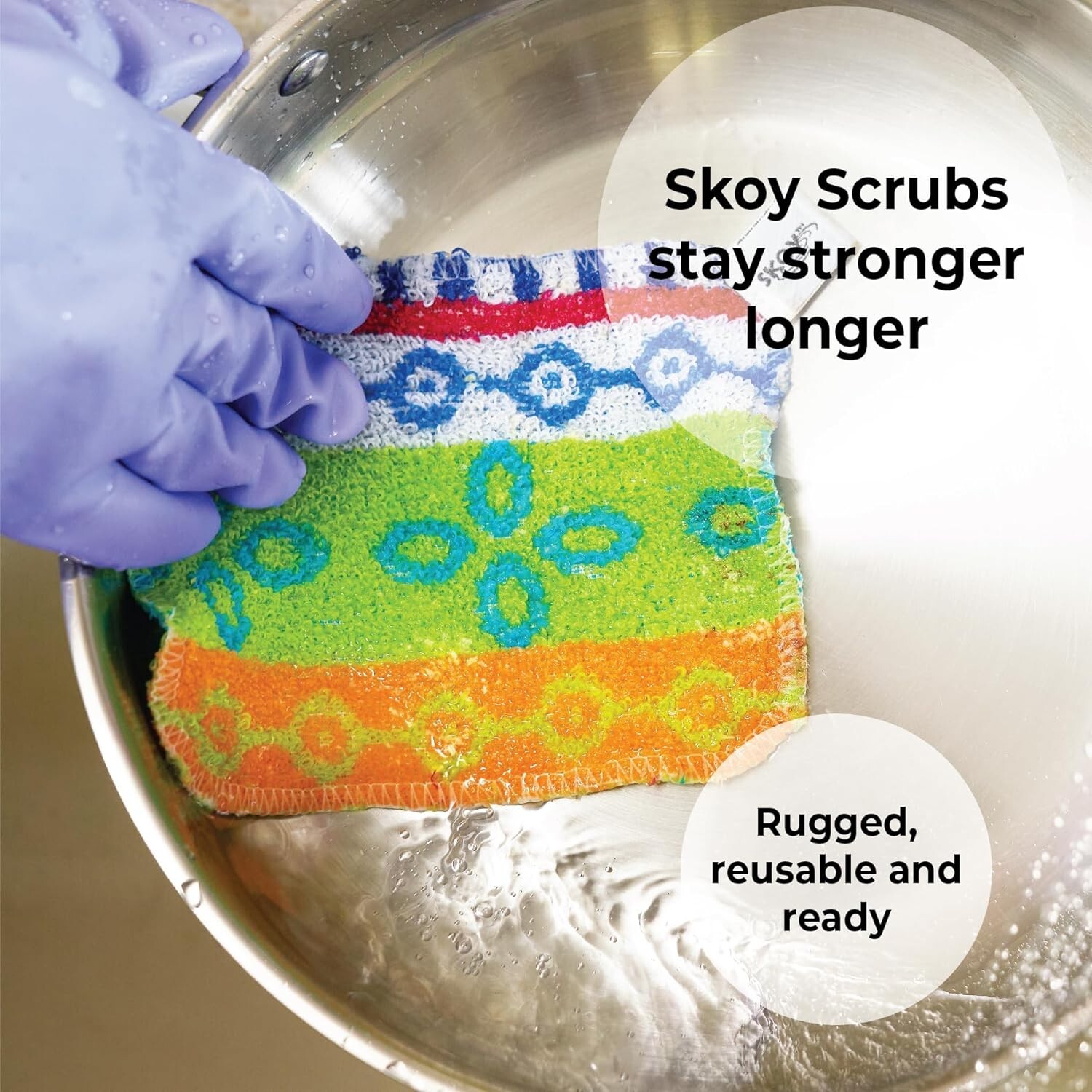 Dish Scrubber Cotton 4-Pack Reusable Non-Scratching Eco-Friendly Kitchen Clean