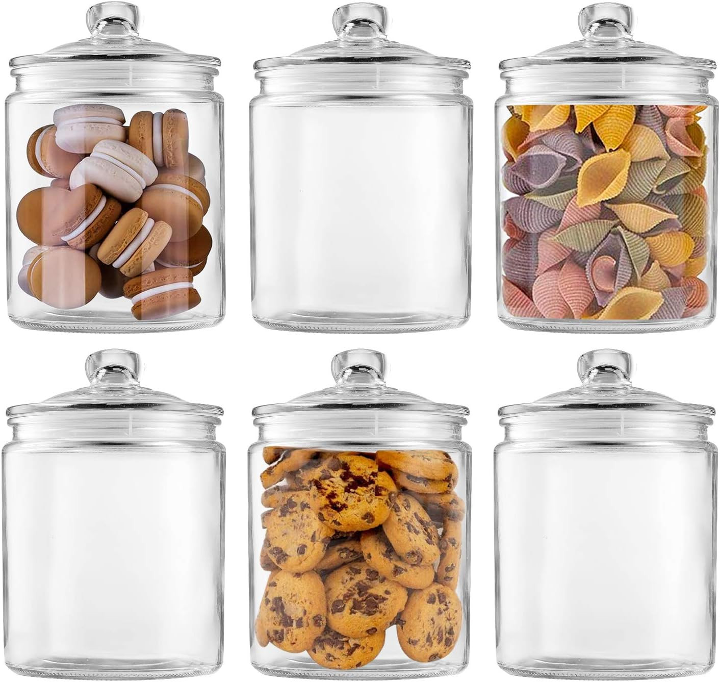 Glass Jars 32Oz, Candy Jar with Lid 6 Pack | for Household,Food Grade Clear Jars