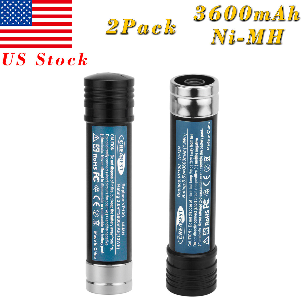 2X 3000mAh 3.6V Ni-MH Battery for Black Decker Versapak VP-100 VP110 VP130 S100