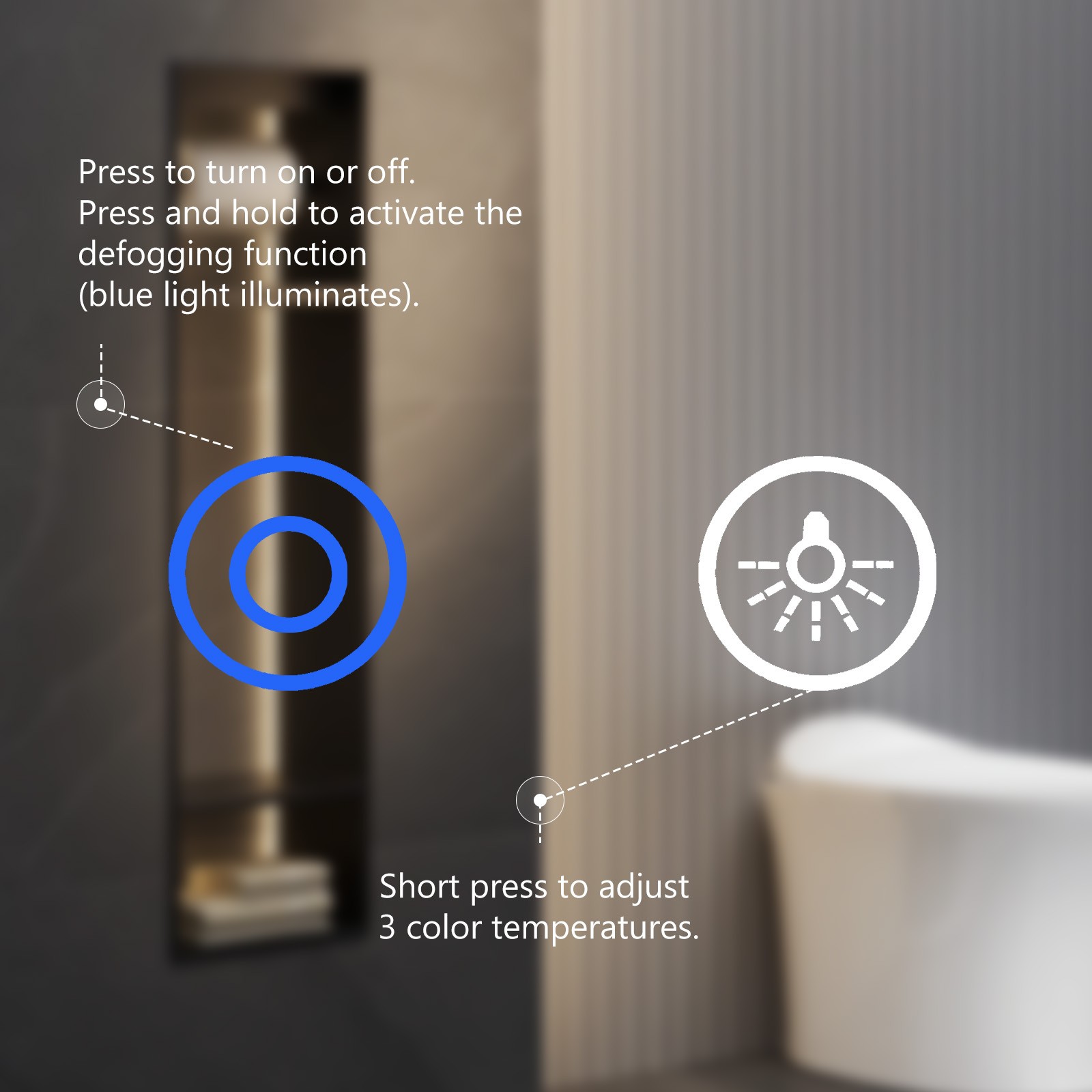 Dual LED Lighted Bathroom Mirror,Smart Memory Function,Anti-Fog Vanity Mirror