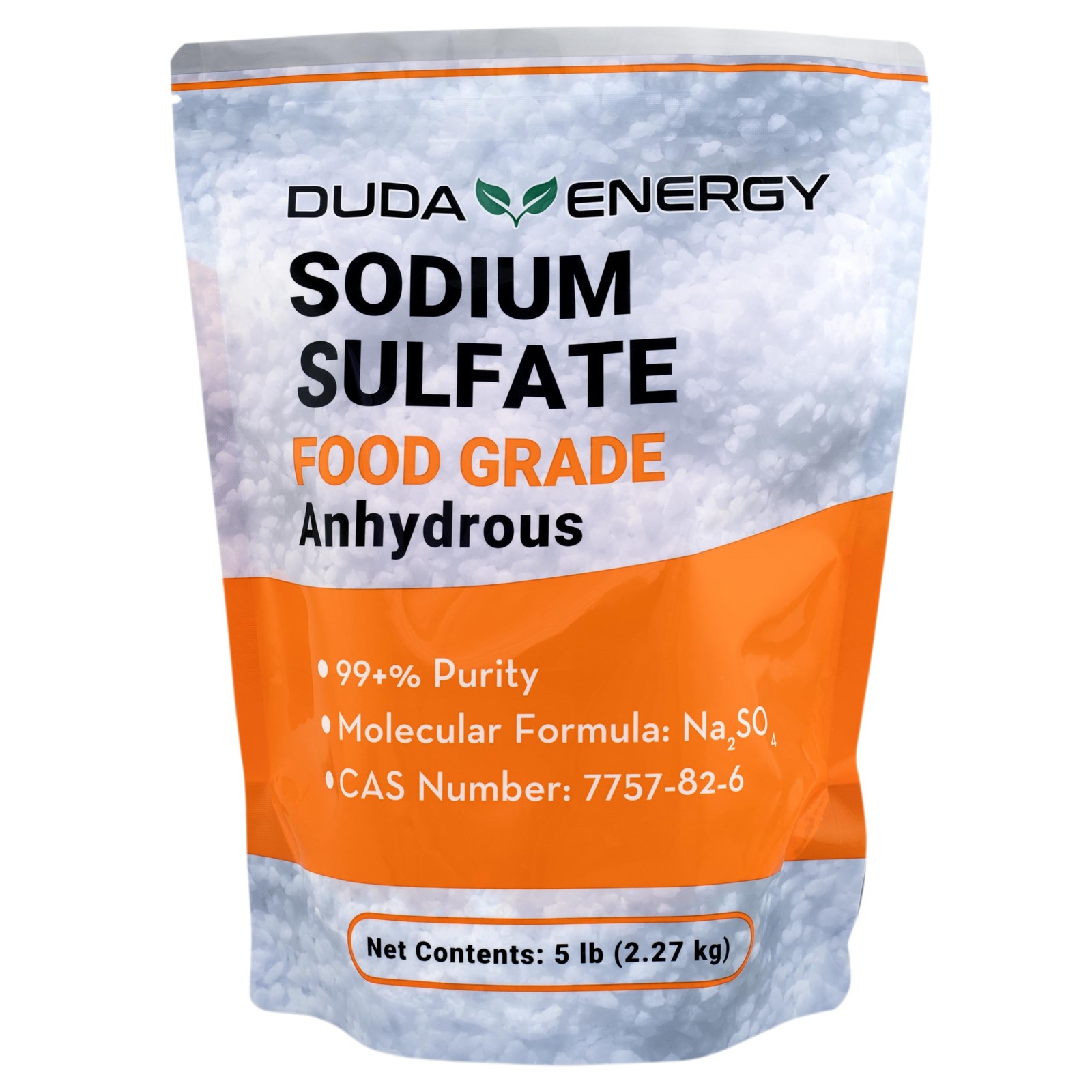5 lb Natural Sodium Sulfate Food Grade FCC 99+% Granular 5 Bag, White