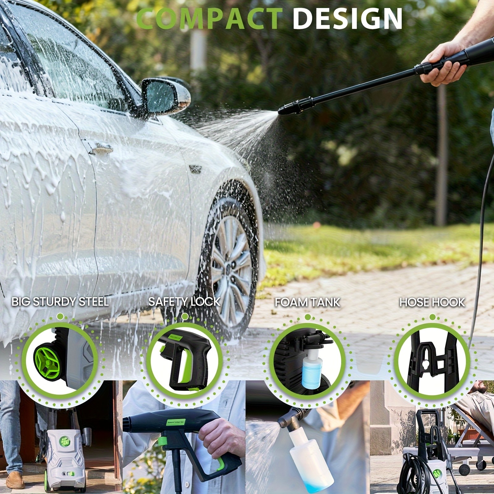 Electric Pressure Washer 4500PSI High Pressure Cleaning Machine with Hose Nozzle